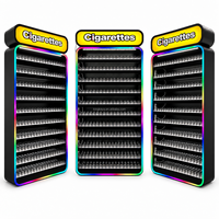 Vitrine à cigarettes en MDF avec poussoirs à ressort en acrylique, éclairage LED RGB, présentoir de vente au détail sur pied