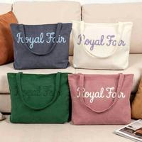 Sac fourre-tout en velours côtelé Royal Fair avec logo personnalisé, grande capacité, écologique, avec fermeture éclair, pour les voyages