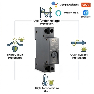 Interrupteur WiFi miniature intelligent 63A 1P avec protection contre les surcharges de consommation, fonctions de commande vocale et application Tuya - Product Image 2