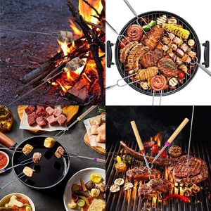 BBQ Công Cụ Mở Dài Hot Dog Cắm Trại Xiên Thép Không Gỉ Thịt Nướng Dforks <span class=keywords><strong>Marshmallow</strong></span> Rang Gậy Cho Lửa Pit Kit - Product Image 5