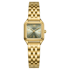 AMOVAN <span class=keywords><strong>Orologio</strong></span> <span class=keywords><strong>da</strong></span> Donna in Acciaio Inossidabile Oro e Verde, Quadrante con Numeri Romani, Cassa Rettangolare, Stile <span class=keywords><strong>Vintage</strong></span> - Product Image 2