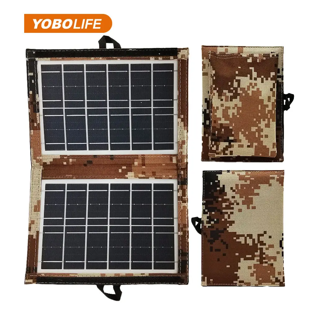 Panneau solaire pliable 2 plis haute efficacité 6V panneau solaire flexible avec charge USB pour le camping en plein air