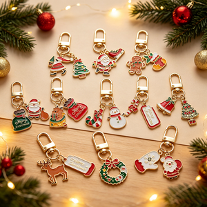Porte-clés en métal personnalisé <span class=keywords><strong>pour</strong></span> Noël, porte-clés festif en émail, cadeau de fête, breloque <span class=keywords><strong>pour</strong></span> souvenir de fête, accessoires de décoration - Product Image 1