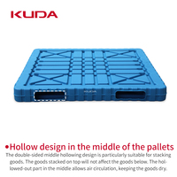 Palette en plastique double face KUDA 1616A-CSSM, moulée par soufflage, renforcée, empilable, pour entrepôt, palette industrielle 1600x1600x150mm