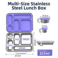 Aohea Nouveau Style 304 2 5 Compartiments Contenant Alimentaire en Acier Inoxydable à Compartiments Étanche à l'Air Vente en Gros Boîte à Déjeuner Bento