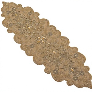 Camino de Mesa Geométrico Bordado con Diseño de Cuentas Doradas para Decoración del Hogar - Product Image 4