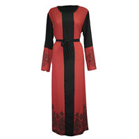 Robe Abaya à imprimé floral, manches longues, ceinture patchwork, faite à la main, en polyester, longueur ras du sol, pour les occasions de mariage