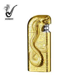 Allume-cigare double à logo personnalisé Allumeur en métal <span class=keywords><strong>serpent</strong></span> de secours Briquets à cigare Dragon Torche à flamme rechargeable à jet de butane - Product Image 5