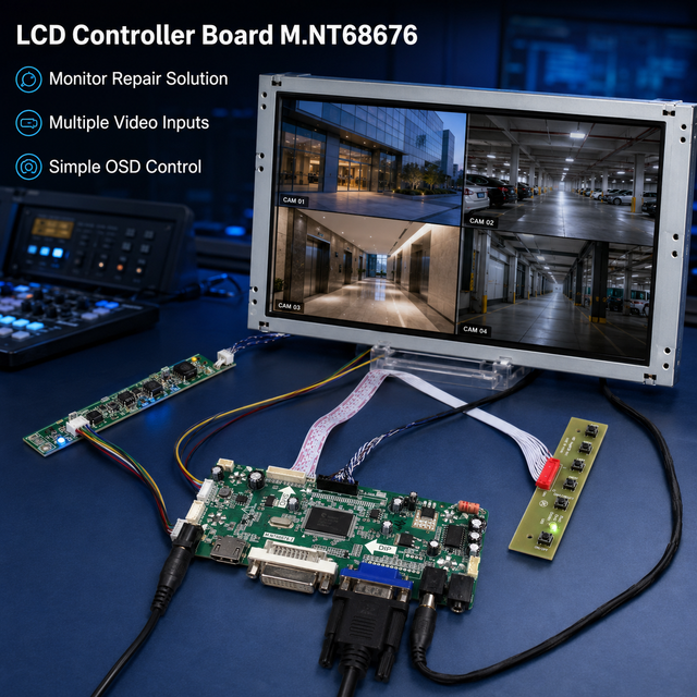 H D M I DVI VGA LCD Controller Board M.NT68676 Monitor Driver Kit with 30 Pin LVDS Cable for DIY Display Conversion