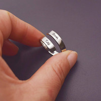 Meistverkaufter DIY Lasergravierter Polierter Edelstahl Offener Ring Blanko Verstellbarer Schlichter Ring Personalisierter Alltagsschmuck