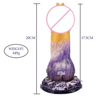 Dildo Golden Bunny en silicone super doux, base à forte ventouse, jouet pour adultes, corps violet moelleux marbré, veines épaisses, extase extrême 100%