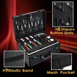 Barber Case 6 Clippers Sliding Tray Stylist Hairdressing Tool Box Trimmer Organizer <b>Metal</b> Storage Portable <b>Suitcase</b> M62B Barber - Product Image 4