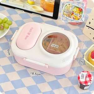 Cute <b>Macaron</b> Design Plastic Lunch <b>Box</b> Plastic for Girls-Office/Students Use Single Tier Bento <b>Box</b> Large Capacity Heatable Leak - Product Image 4
