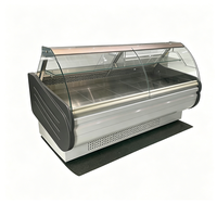 Vitrine Réfrigérée Commerciale à Verre Courbé pour Viande et Charcuterie, Armoire Réfrigérée pour Supermarché et Magasin de Plats Chauds