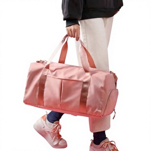 Pink Polyester Gym Duffle <b>Bag</b> With Zipper Closure Large Capacity 30-40L Unisex Casual Style Soft Handle Interior Compartment - Product Image 1