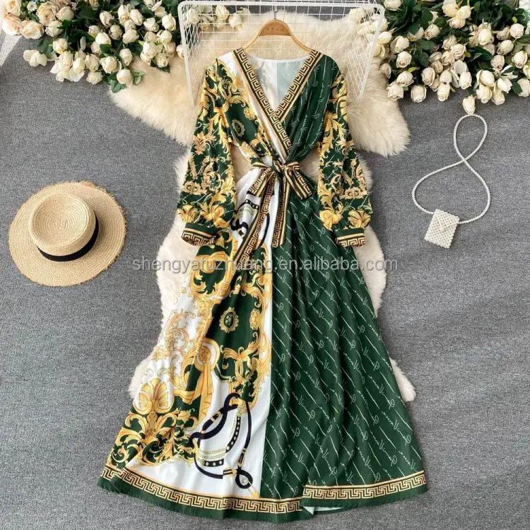 Seduno Custom Summer 2022 new style fashion Elegant Flower v neck Women dress midi Floral Dresses