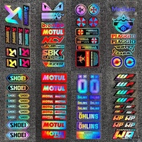 Autocollants de course moto réfléchissants personnalisés en gros, décalcomanies pour visière de casque, motifs de dessins animés, graphiques de logo de sponsor à usage unique