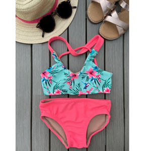 Conjunto de traje de baño para niñas Teal Hummingbird Scoop Bikini - Product Image 1
