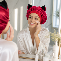 Bonnet de nuit en satin soyeux doux de qualité supérieure, réversible, double couche, respirant, pour femmes et filles, soin quotidien