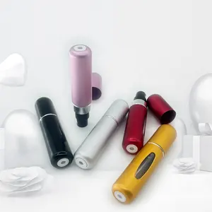 OEM 5ML Mini Pulverizador de perfume giratório portátil, frasco vazio de alumínio para viagem, atomizador com bomba, pulverizador de design recarregável