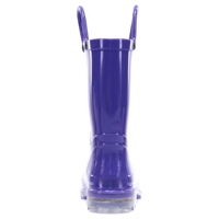 Bottes de pluie pour enfants YL-25265 avec logo personnalisé, mode, violet, antidérapantes, en PVC imperméable, avec lumières LED