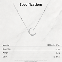 Collier Pendentif Lune Croissante Vintage Personnalisé en Argent Sterling 925 pour Femme, Zircon Cubique, Bijou de Luxe Délicat et Tendance, OEM