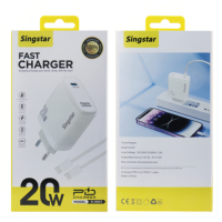 Chargeur mural USB Type-C rapide 20W pour iPhone avec câble, adaptateur de voyage portable de luxe avec boîte, fournisseur d'usine
