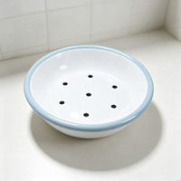 Porte-savon circulaire en métal émaillé de 13 cm pour salle de bain, avec logo personnalisé et égouttoir amovible
