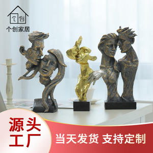 [Special Offer] Retro <b>Ornament</b> <b>Couple</b> Character Sculpture Epoxy Resin Customized Light Luxury Art Bar <b>Ornaments</b> Home Decor - Product Image 2