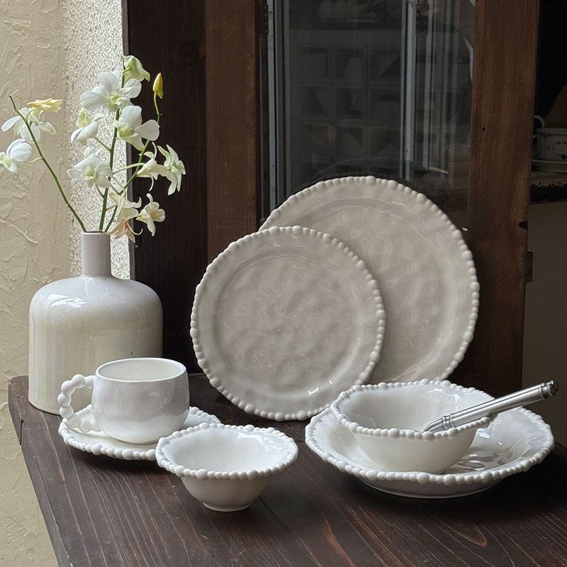Salad Plates White Dishes With Beaded Edge Everyday White® Beaded