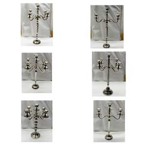 Ensemble de 3 bougeoirs en métal argenté de luxe, support à bougies, éclairage, décorations de mariage et de Noël - Product Image 5