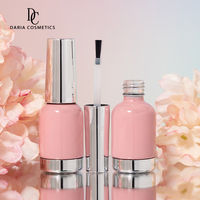 Bouteille de vernis à ongles en gel rose de couleur personnalisée bouteille de vernis à ongles en verre 13ml bouteille vide de vernis en gel ronde en verre rose