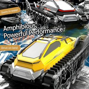 Véhicule RC amphibie 2,4 GHz tout-terrain avec commande de vitesse entièrement proportionnelle, conception à chenilles étanche pour la terre <span class=keywords><strong>et</strong></span> l'eau - Product Image 4