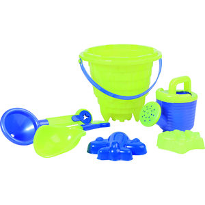 Kids <b>Beach</b> Sand Toy Set with Bucket Watering Can Shovel Rake and Sea Animal Molds Mesh <b>Bag</b> - Product Image 1