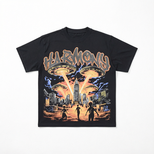 Camiseta con gráfico de alienígenas de Harmons, ropa de calle para hombre, camiseta de algodón de manga corta con cuello redondo - Product Image 2
