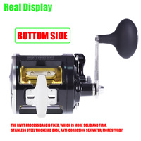 Nouveau 3.4:1 gros gibier 30kg métal moulinet de pêche lent mer bateau moulinet de pêche eau salée jigging thon pêche à la traîne