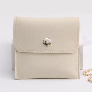 Wholesale Custom Luxury Velvet Dust Bag Small <b>Envelope</b> Flap Snap Square PU Leather Portable Jewelry Pouch Bag - Product Image 5