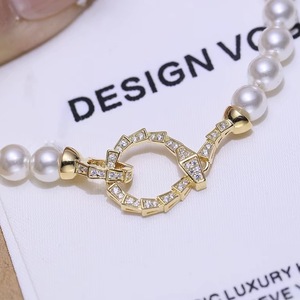 Collier chaîne en argent pur S925 fait main, à simple rangée, pour pull, accessoire de mode DIY, boucle à perles, modèle Wenchi 24811 - Product Image 1