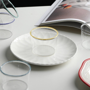 Verres à cocktail vintage colorés en borosilicate de haute qualité avec bordure en forme de canne à sucre pour lait, eau, yaourt, dessert - Product Image 4