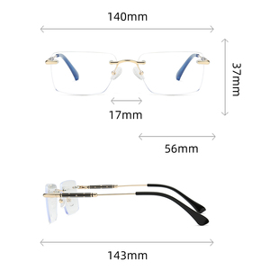 Kính mắt nam thời trang cao cấp không gọng kim loại, khung kính mắt cận thị, kính mắt công sở, Monturas Opticas - Product Image 5