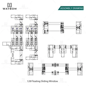 Waybom Slim 3 bài hát trượt cửa sổ Anodized công nghiệp nhôm 6063 nhôm hồ sơ trượt cửa sổ khóa chốt khung