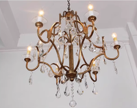 Lustre suspendu en fer forgé et cristal à LED, style européen moderne, hauteur réglable, pour salon duplex, villa, hall d'entrée