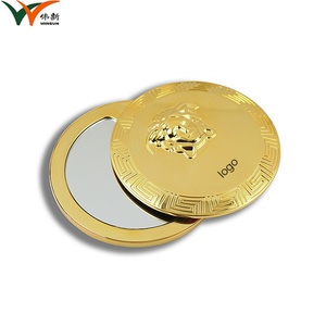 Custom Round Gold Embossed Metal Rotatable Souvenirs Pocket <b>Compact</b> Makeup <b>Mirror</b> - Product Image 6