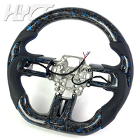 Volant sport en fibre de carbone forgée avec papier doré bleu personnalisé pour Ford Mustang S550 GT GT350 GT500 Shelby 2015-2023