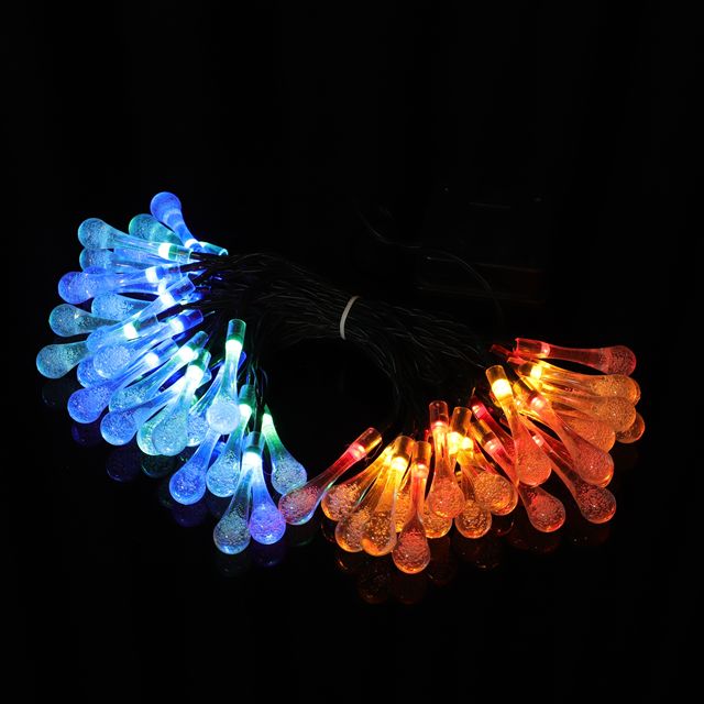 IP65 Waterproof Solar-Powered LED Waterdrop Christmas String Lights 3000K Warm White 5-22M Length Options for Indoor/Outdoor