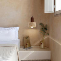 Lustre suspendu en pierre de luxe nordique moderne, éclairage LED 6000K lumière du jour pour hôtel, café, restaurant - Acier inoxydable