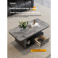 Table basse mobile moderne de luxe en ardoise avec chariot de rangement, table d'appoint minimaliste pour canapé, idéale pour petit salon ou maison