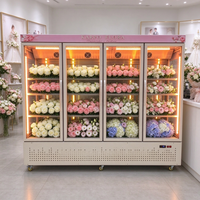 Réfrigérateur vitrine à fleurs en verre, poignée double, logo personnalisé, couleur éclatante, Aura, refroidissement par air, pour magasin de détail