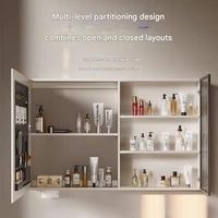 Kabinet Kamar Mandi PVC Hotel Mewah Modern 60 cm Cermin Vanity Lighting Tahan Air Terpasang di Dinding dengan Meja Keramik