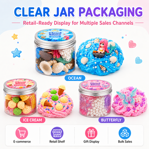 Kit de slime nuageux pour enfants avec breloques à thème, pot de slime DIY doux, moelleux et non collant, crème glacée, océan, papillon, vente en gros OEM - Product Image 5